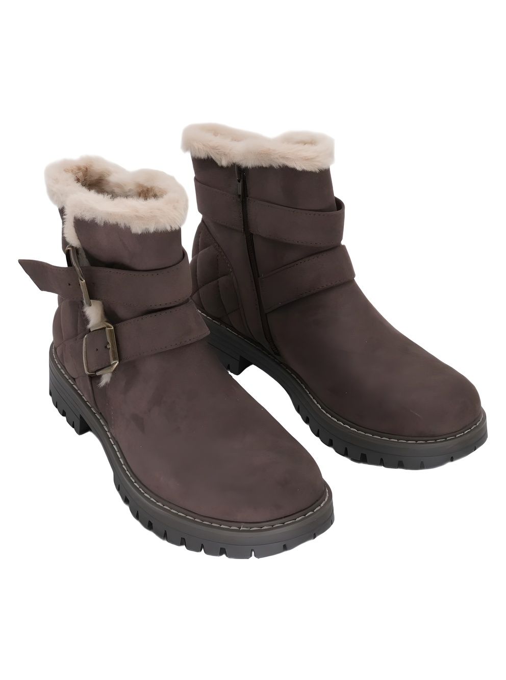 Cliffs by White Mountain Marvin Dark Brown Faux Fur Ankle Boots Size 10M